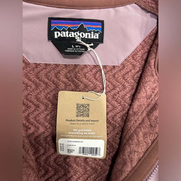 Patagonia Women's Large R2 CrossStrata Jacket Dulse Mauve Dark Pink NWT - Picture 4 of 12